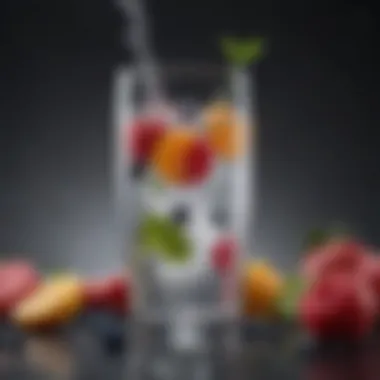 Hydration Essentials A refreshing glass of water surrounded by vibrant fruits