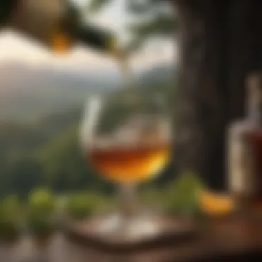 Pouring Heritage: Jameson Irish Whiskey in Nature An elegant glass of Jameson Irish Whiskey with a scenic Irish backdrop