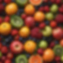 A vibrant array of seasonal fruits displayed artistically
