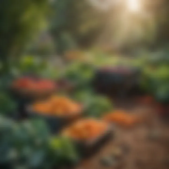 A lush vegetable garden showcasing seasonal crops