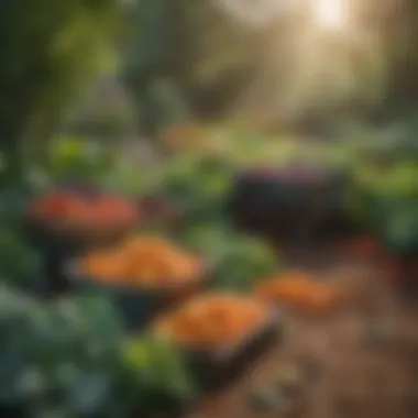 Harvesting Seasonal Vegetables A lush vegetable garden showcasing seasonal crops