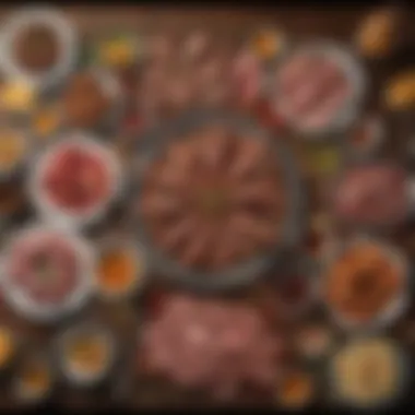 Holy Thursday Feast with Meat A beautifully arranged Holy Thursday feast featuring various meat dishes.