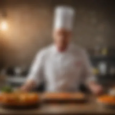 Elevating Flavors Through Melodic Inspiration A chef surrounded by notes and flavors