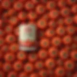 A vibrant display of whole canned tomatoes showcasing their rich color and texture