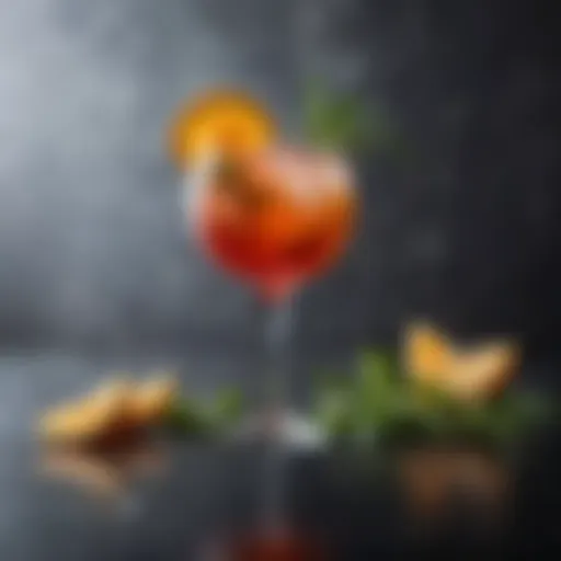 A vibrant cocktail garnished with fresh herbs and citrus, showcasing modern mixology.