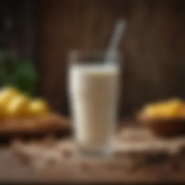 Traditional Kefir: A Taste of History A traditional kefir drink in a rustic glass, with grains beside it.