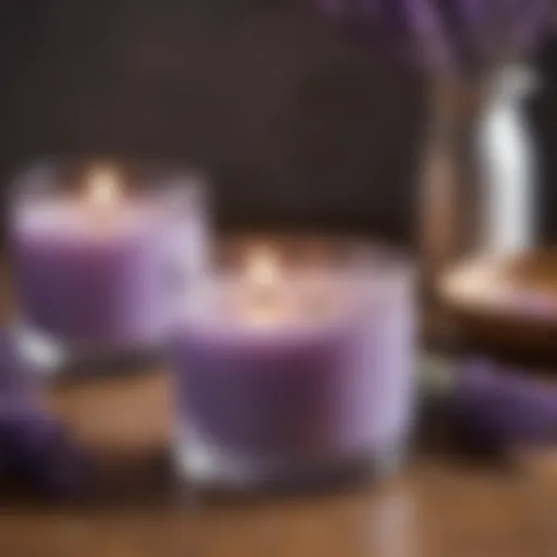 A serene candle setup with soothing lavender scent.