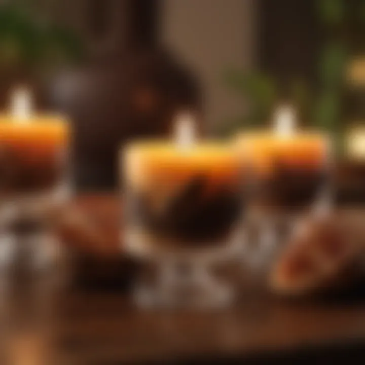 An elegant display of exotic sandalwood candles.