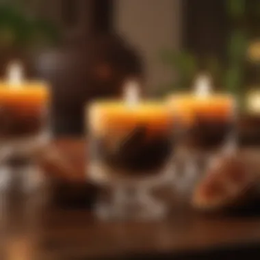 Sandalwood Elegance An elegant display of exotic sandalwood candles.