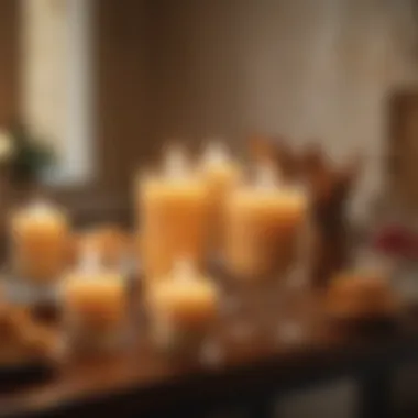 Vanilla Warmth A cozy arrangement of warm vanilla candles illuminating a room.