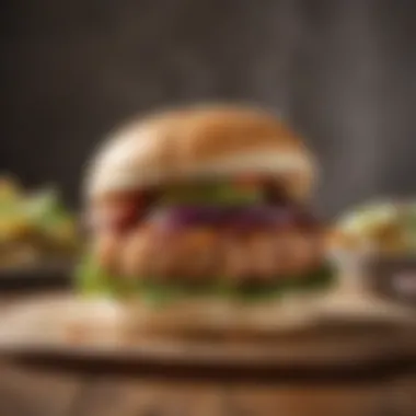 Beautifully Plated Turkey Burger A beautifully plated turkey burger with fresh toppings and condiments