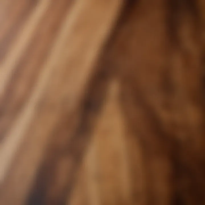 Close-up of acacia wood grain showcasing its natural beauty