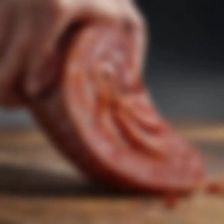 A close-up of chorizo being sliced