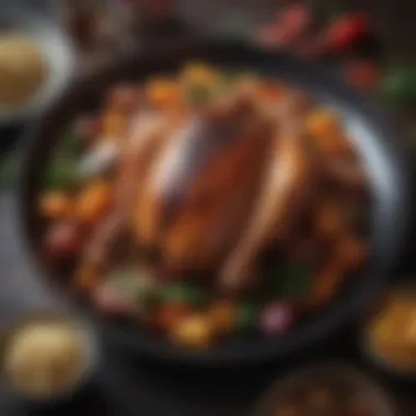 A Vibrant Plating of Dark Meat Chicken A beautifully plated dish featuring dark meat chicken with vibrant vegetables.