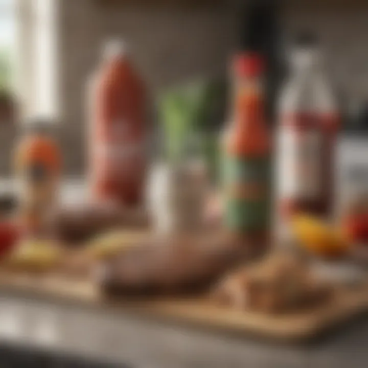 DIY BBQ cleaner ingredients displayed on a countertop