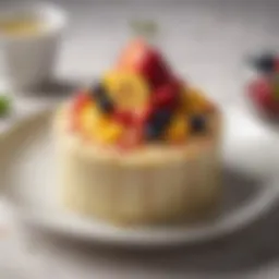 An exquisite presentation of HMR pudding garnished with fresh fruits