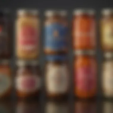 Cultural Influences Reflected in Jar Labels Variety of jars with diverse labels representing cultural influences
