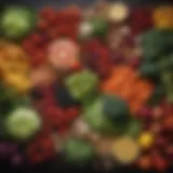 Close-up of vibrant vegetables and fruits, showcasing natural colors and textures