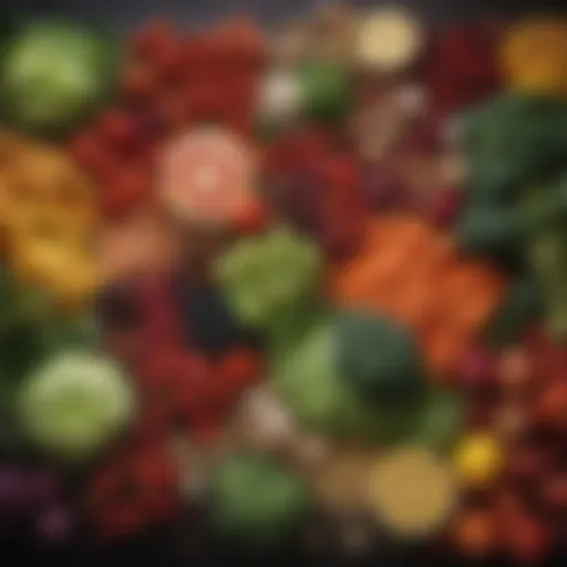 Close-up of vibrant vegetables and fruits, showcasing natural colors and textures