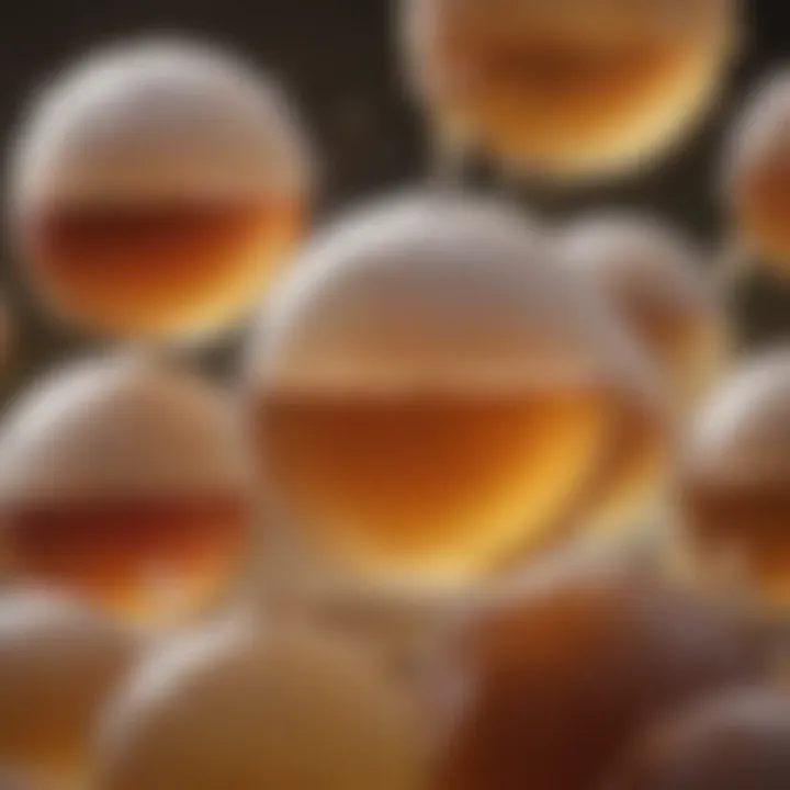 Close-up of fermentation bubbles in raw kombucha