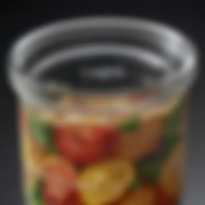 Close-up of a glass sealed container showcasing its airtight lid.