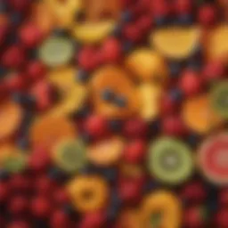 A vibrant assortment of seasonal fruits arranged artistically