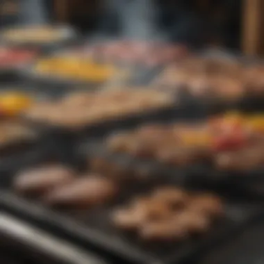 A variety of grills displayed in a store