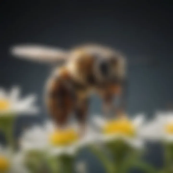 Bee on flower collecting nectar
