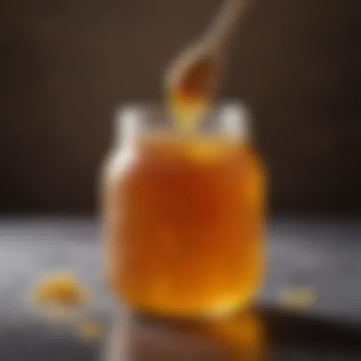 Close-up of crystallized honey in a jar
