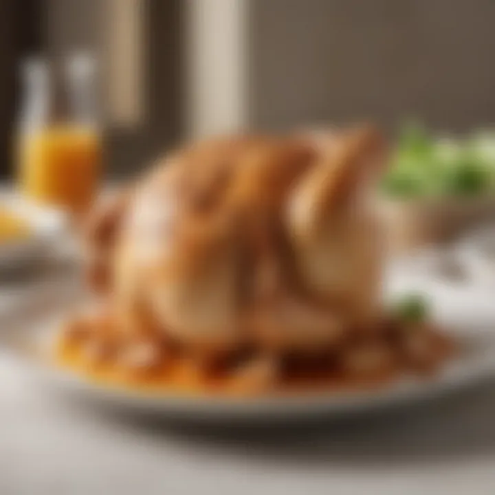 Juicy sliced chicken served on a plate