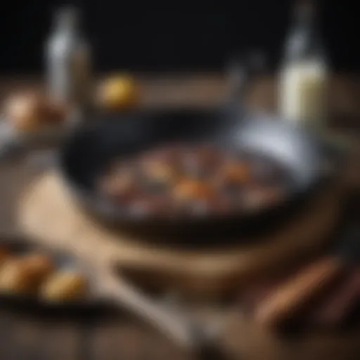 Beautifully seasoned cast iron skillet showcasing its rich black color