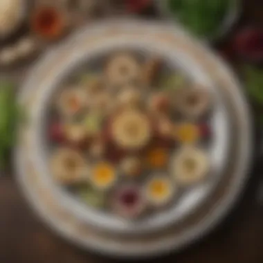 Seder Plate Components A beautifully arranged Seder plate showcasing traditional Passover foods