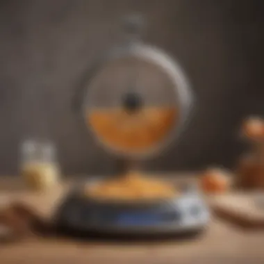 Precision scale displaying various ingredients for baking