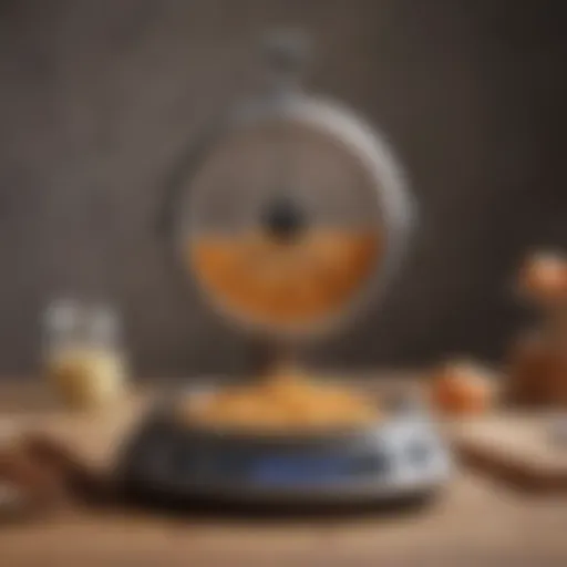 Precision scale displaying various ingredients for baking