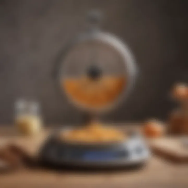 Precision scale displaying various ingredients for baking