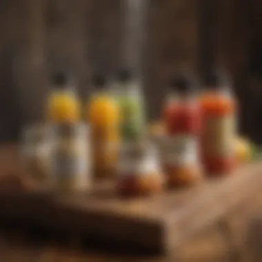 Culinary-Themed Shower Favors Elegant display of culinary-themed shower favors on a rustic wooden table