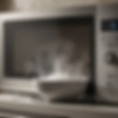 Steam Cleaning Effect of Vinegar in Microwave A bowl of vinegar with steam rising from it inside a microwave