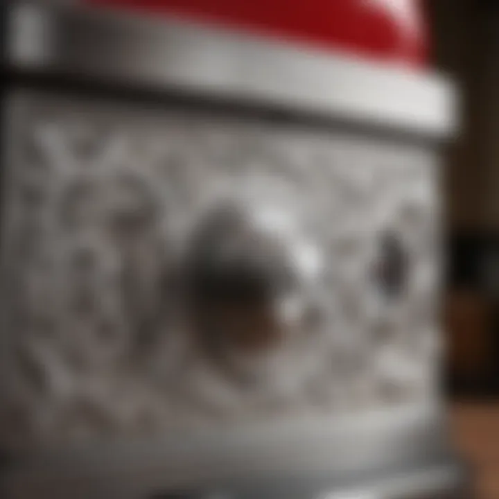 Close-up of the intricate design details on a vintage KitchenAid appliance.