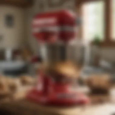 An artisan restoring a vintage KitchenAid mixer in a workshop.