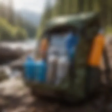 Compact storage for outdoor adventures Water bottles in a backpack for outdoor activities