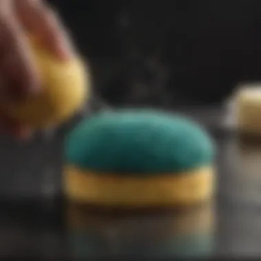Wettex Sponge Demonstrating Cleaning Efficiency Wettex sponge in action, effectively cleaning a surface