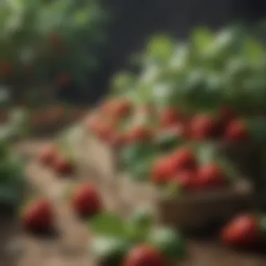 A vibrant garden displaying a variety of white strawberry plants alongside traditional red strawberries