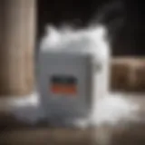 Dry ice in a storage container