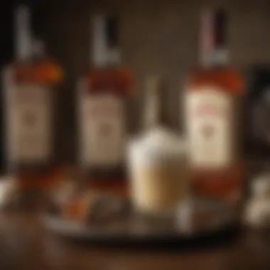 Essential Ingredients for Whiskey Cream Cocktails A close-up of whiskey cream ingredients, showcasing whiskey bottles and cream containers