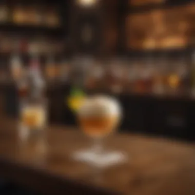 Whiskey Cream Cocktails in a Contemporary Bar A stylish bar setting featuring a collection of whiskey cream cocktails